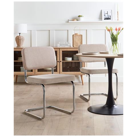 Set Di 2 Sedie Da Pranzo Irwin Velluto A Coste Tortora - Foto 1