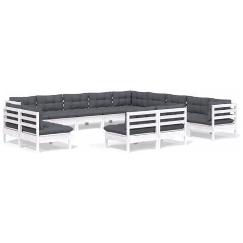 Lusso Casadino -  Set Divani Da Giardino 13 Pz Con Cuscini Bianchi Legno Di Pino - Foto 1