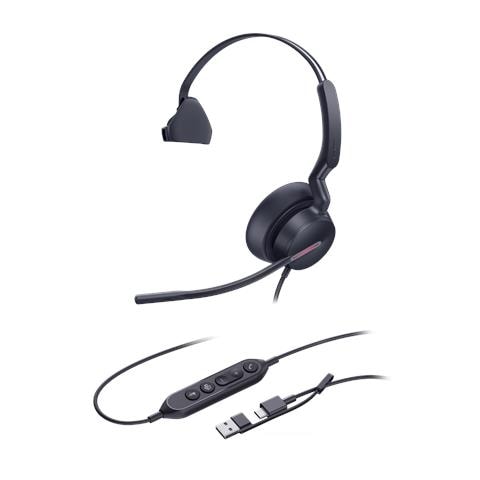 UH46 Mono Teams USB-C /A Auricolare Cablato A Padiglione Ufficio USB Type-C / USB Type-A Nero - Foto 2