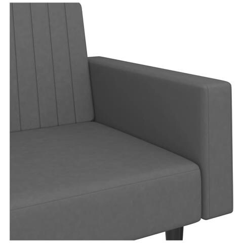 Divano Letto a 2 Posti Grigio Scuro in Velluto - Foto 9