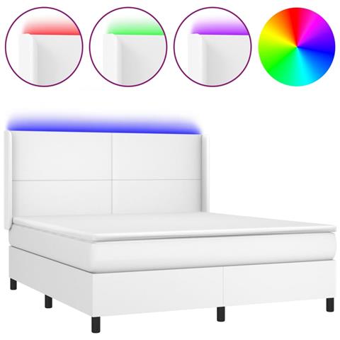 Giroletto Molle con Materasso e LED Bianco 160x200cm Similpelle - Foto 1