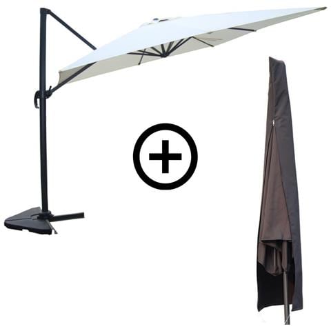 Cesare Reghoekige Parasol 3x4m Roterende Cantilever Ecru Met Deksel - Foto 1