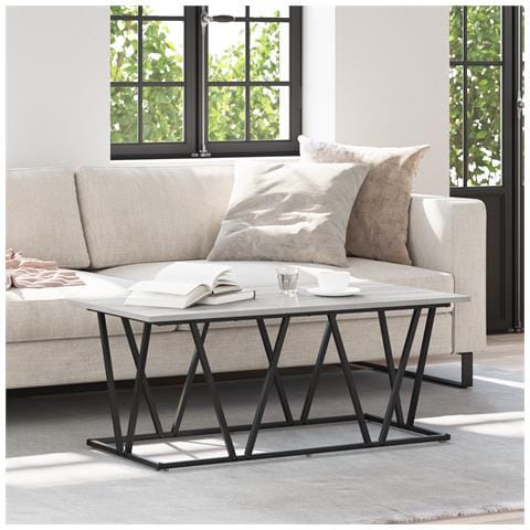 Tavolino da caffè Grigio Sonoma 100x50x40 cm in legno ingegnerizzato e metallo - Foto 2