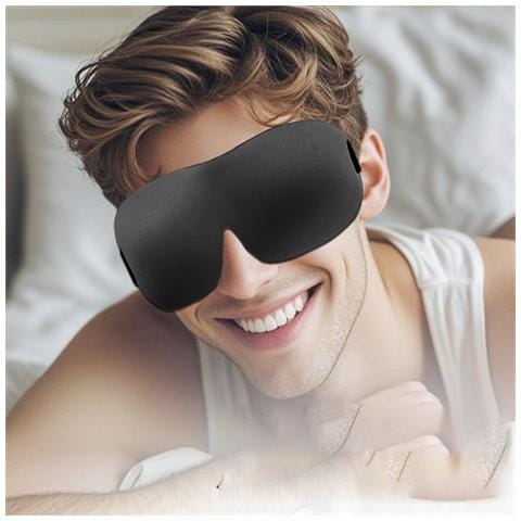 Mascherina Per Dormire Oscurante 3d Per Viaggio Aereo Con Design Ergonomico Black - Foto 6