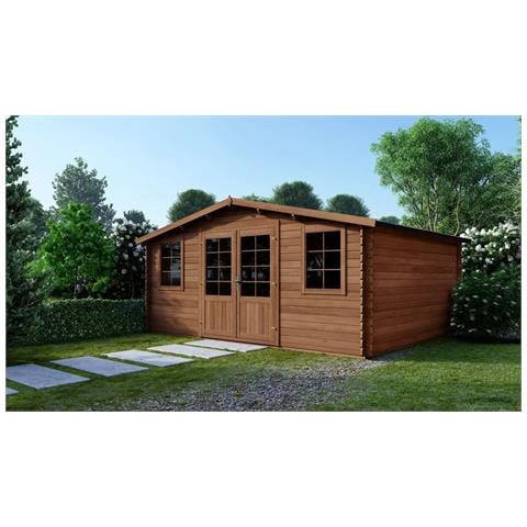 Casetta Da Giardino In Legno - 34.8m2 - 5.9x5.9m - Impregnata - 45mm - Colore: Marrone - Foto 1