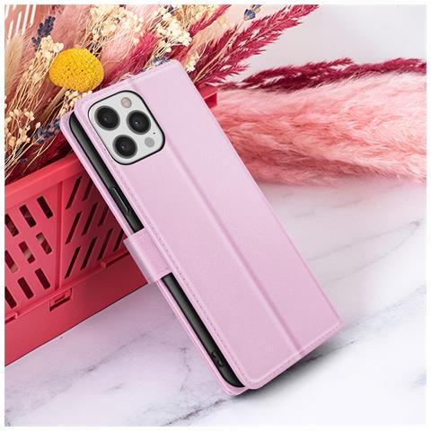 Custodia A Portafoglio Per Iphone 12 Pro Max Con Supporto E Linguetta Magnetica, Rosa - Foto 5