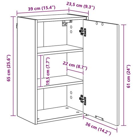 Mobile da Bagno con porta Legno vecchio 39 x 23.5 x 65 cm - Foto 8