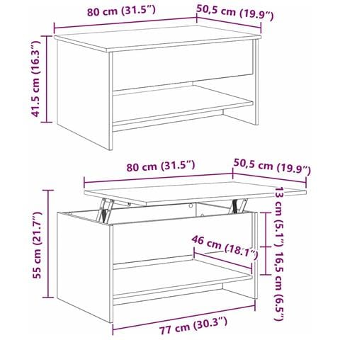 Tavolino da salotto Legno vecchio 80 x 50.5 x 41.5 cm - Foto 8