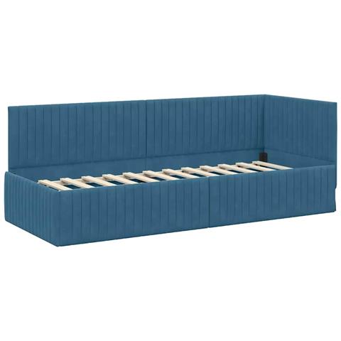 Cornice del letto ad angolo Blu 80 x 200 cm Velluto - Foto 1