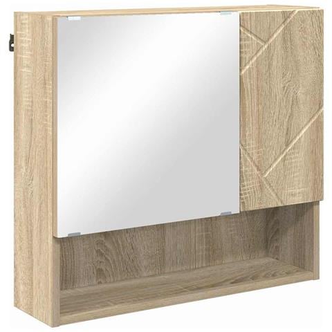 Mobiletto per specchio con porta rovere sonoma 59 x 17 x 55 cm - Foto 1