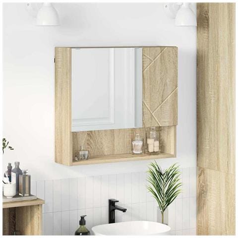 Mobiletto per specchio con porta rovere sonoma 59 x 17 x 55 cm - Foto 2