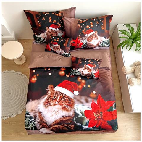 Copripiumino Sacco Piumone Stampa Digitale Letto Matrimoniale Wish 3d Matrimoniale D2 Gatto - Foto 1