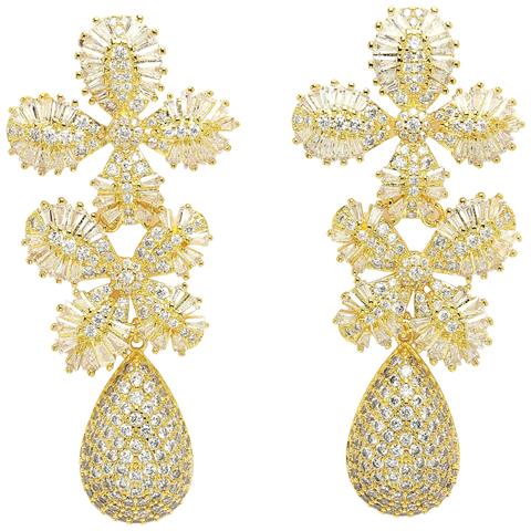 Collezione Diva Orecchini a Goccia Doppio Fiore in Zirconia Cubica - Foto 5