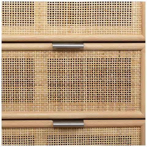 Cassettiera In Mdf E Rattan, 3 Cassetti, Marrone, 75x35x78 - Foto 7