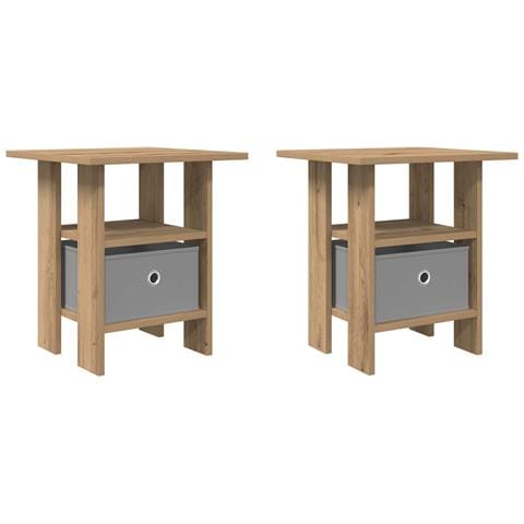 Comodino con cassetto 2 pcs Rovere artigianale 41 x 40 x 45 cm - Foto 1