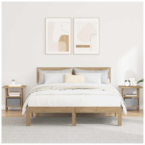 Comodino con cassetto 2 pcs Rovere artigianale 41 x 40 x 45 cm - Foto 2