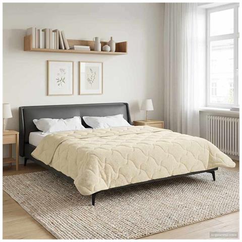 Duvet Estivo Crema 220 x 260 cm Microfibra e Fleece Teddy - Foto 2
