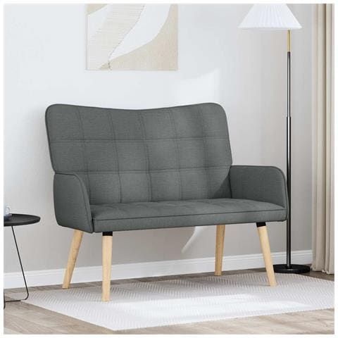 Sofa a Due Posti Grigio scuro 115 x 61 x 87 cm Tessuto - Foto 2