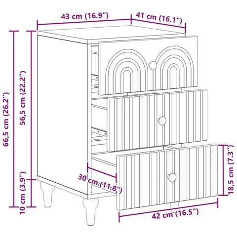 Armadio da Notte con cassetto Legno antico 43x 41 x 66,5 cm - Foto 9