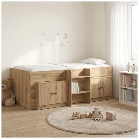 Struttura Letto Loft con Mobile 3 pz Rovere Artigianale - Foto 2