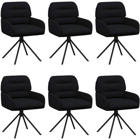 Sedie da pranzo girevoli 6 pcs Similpelle Nero - Foto 1