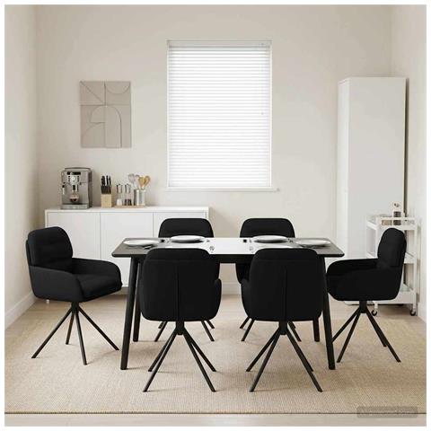 Sedie da pranzo girevoli 6 pcs Similpelle Nero - Foto 2