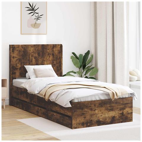 Struttura del letto con stoccaggio e testata Rovere Fumo - Foto 2