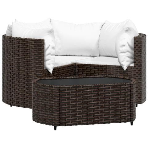 Set Mobili da Giardino 4 pz con Cuscini in Polyrattan Marrone - Foto 1