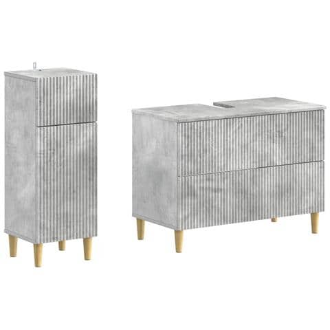 Set di Armadi da Bagno da 2 Pezzi ARNHEM Grigio Cemento - Foto 1