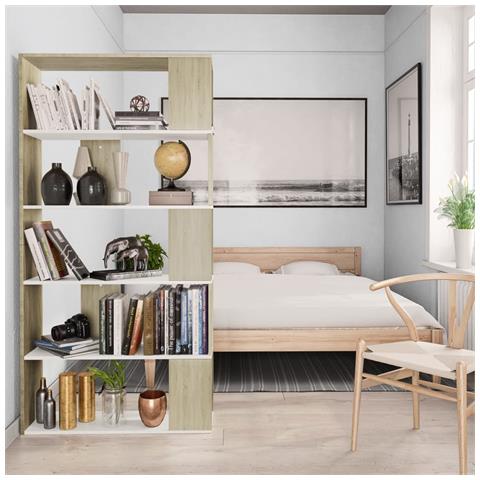Libreria /Divisorio Bianco e Rovere Sonoma 80x24x159 cm - Foto 7
