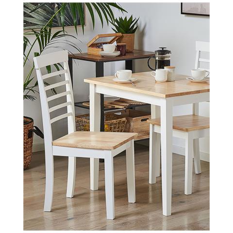 Set Di 2 Sedie Da Pranzo In Legno Chiaro E Bianco Battersby - Foto 14
