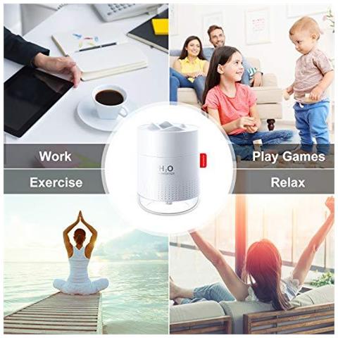 500ml Nebbia Fredda Umidificatori Senzacqua Auto-off Silenzioso Umidificatore Con Luce Notturna Umidificatore Ad Ultrasuoni Con 10 16 Ore Di Lavoro Umidificatore Ideale Per Camera Da Letto Baby Room Soggiorno Piante - Foto 4