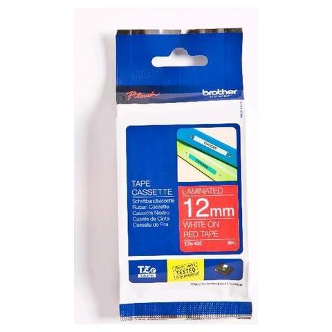 Nastro Brother Tze 12mmx8m Bianco / Rosso - Foto 1
