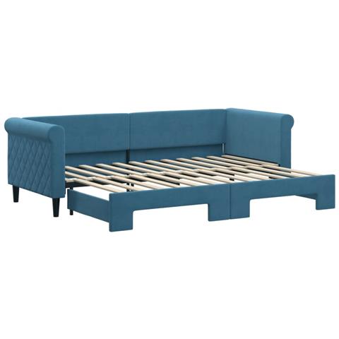 Divano Letto Con Letto Estraibile Blu 80x200 Cm In Velluto - Foto 1