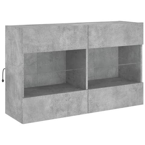 Mobile Tv A Parete Con Luci Led Grigio Cemento 98,5x30x60,5 Cm - Foto 3