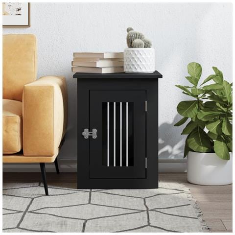 Gabbia Cani Da Arredamento Nera 45x62x59cm Legno Multistrato - Foto 2