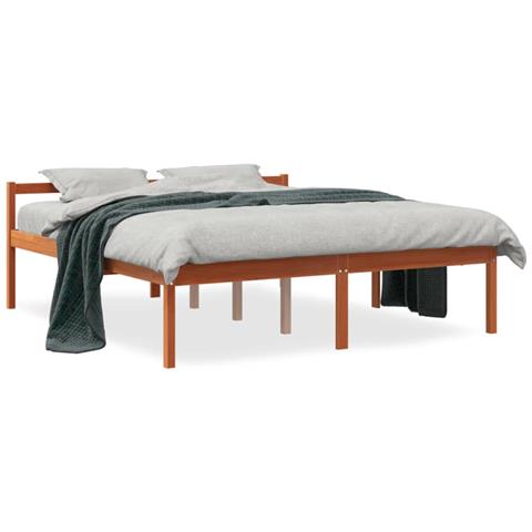 Letto Per Anziani Marrone Cera 150x200cm Legno Massello Di Pino - Foto 2