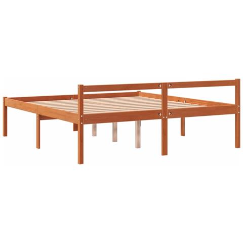 Letto Per Anziani Marrone Cera 150x200cm Legno Massello Di Pino - Foto 8