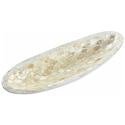 Centrotavola 50 X 16 X 8 Cm Mosaico Naturale Bianco Marrone Chiaro Boho - Foto 1