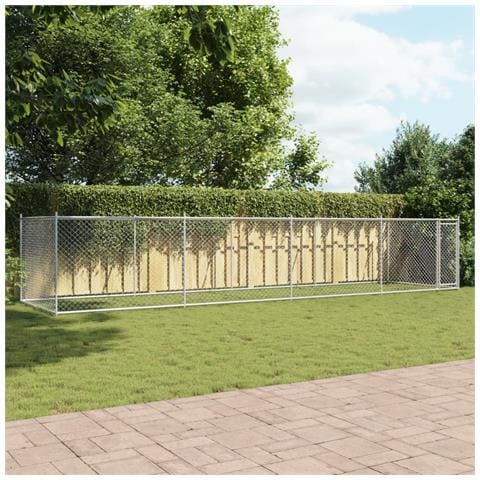 Gabbia Per Cani Con Porta Grigia 8x2x1,5 M In Acciaio Zincato - Foto 2
