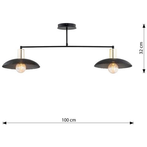 Lampada A Sospensione Motif - Nero, Oro - Acciaio Verniciato A Polvere - 82x100x11 Cm - Foto 6