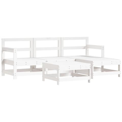 Set Salotto Da Giardino 5 Pz Bianco In Legno Massello Di Pino - Foto 1