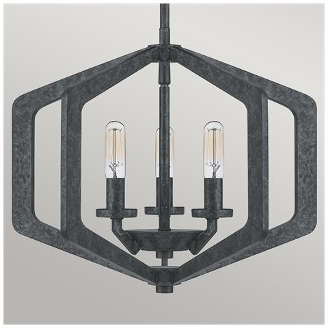 Lampadario Industrial Nordico Vanguard Acciaio Nero Antico 3 Luci E14 - Foto 2