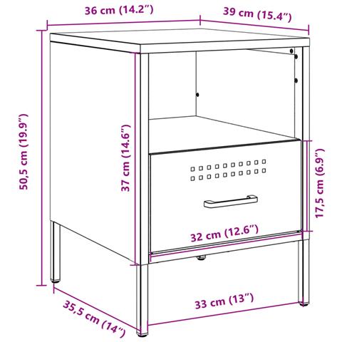 Comodino Bianco 36x39x50,5 cm in Acciaio - Foto 9
