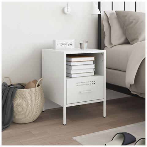 Comodino Bianco 36x39x50,5 cm in Acciaio - Foto 1