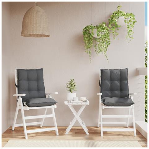 Cuscini Per Sedie Schienali Bassi 2 Pz Antracite Tessuto Oxford - Foto 1