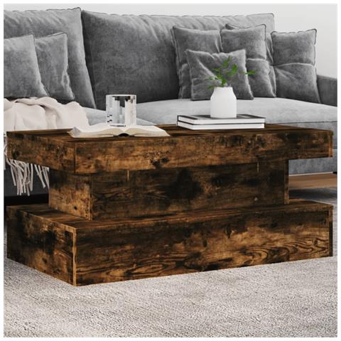 Tavolino Da Soggiorno Con Luci Led Rovere Fumo 90x50x40 Cm - Foto 1