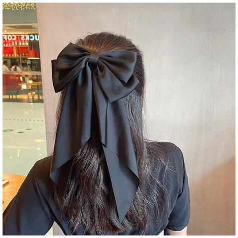 Nastro Per Capelli Con Fiocchi Per Capelli Grandi A Coda Lunga Black - Foto 3