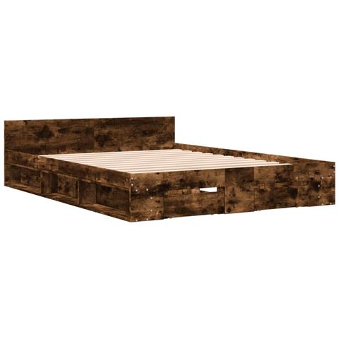 Giroletto Con Cassetti Rovere Fumo 140x190 Cm Legno Multistrato - Foto 3