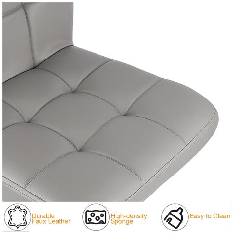 2 X Sgabelli Da Bar Moderni Girevoli Sedia Cucina Alta Con Schienale In Simipelle E Poggiapiedi, Regolabile E Girevole, 44 X 50 X (91-144) Cm, Grigio - Foto 2